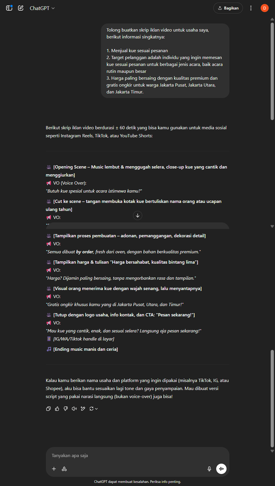 Nara - Ads Script Writer ChatGPT output