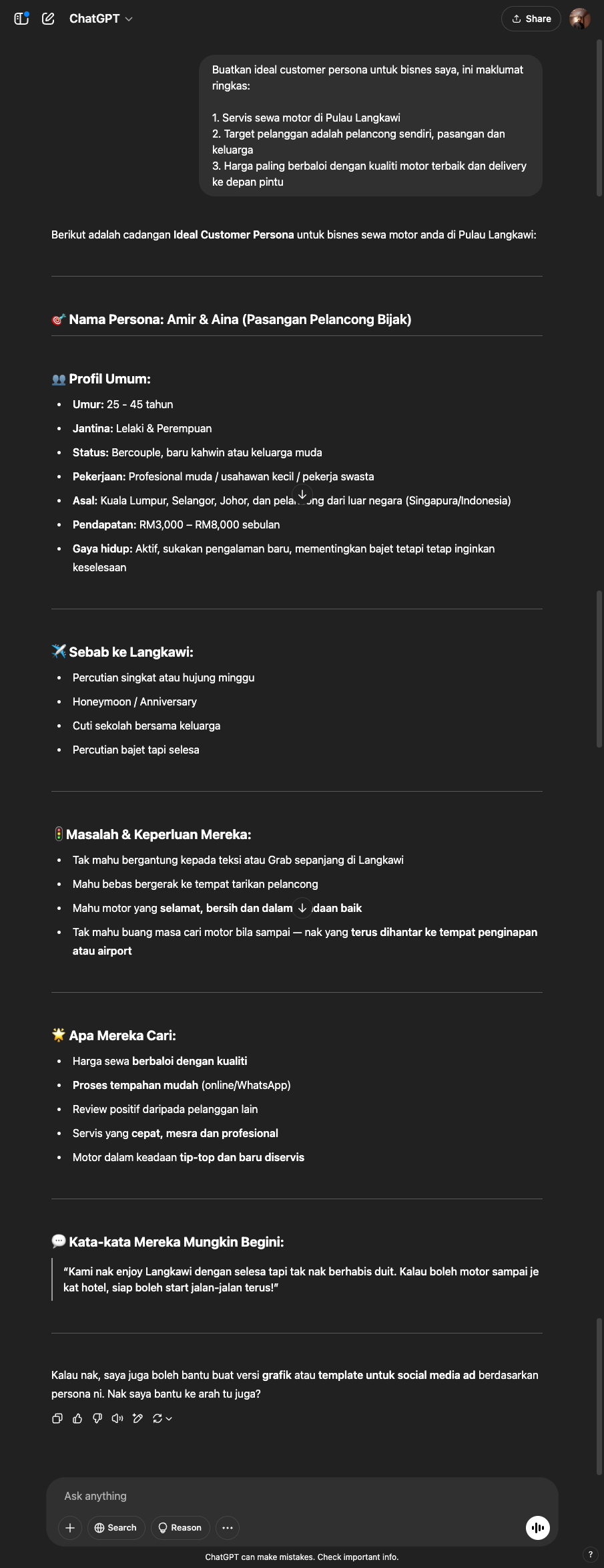 Karim - Ideal Customer Persona ChatGPT output