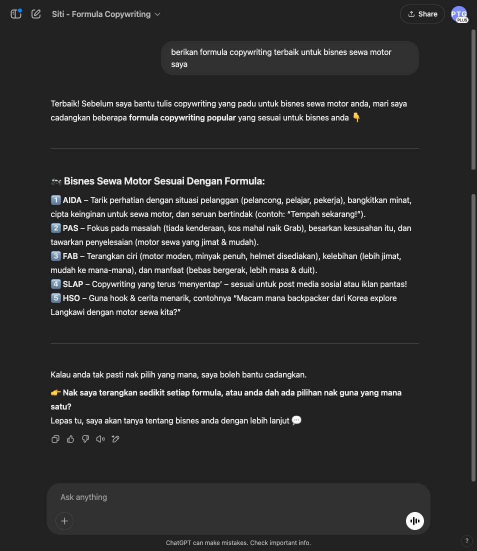 Siti - Formula Copywriting Pekerja output