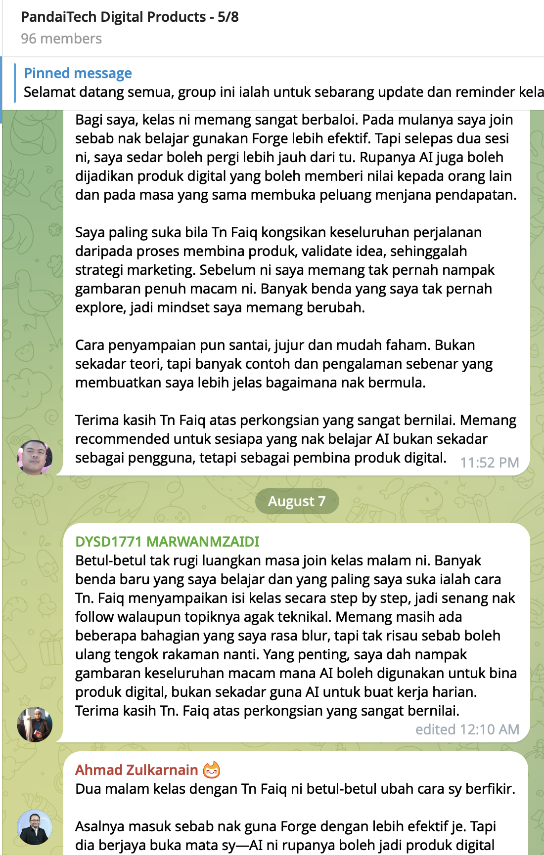 Kumpulan maklum balas peserta selepas kelas PandaiTech