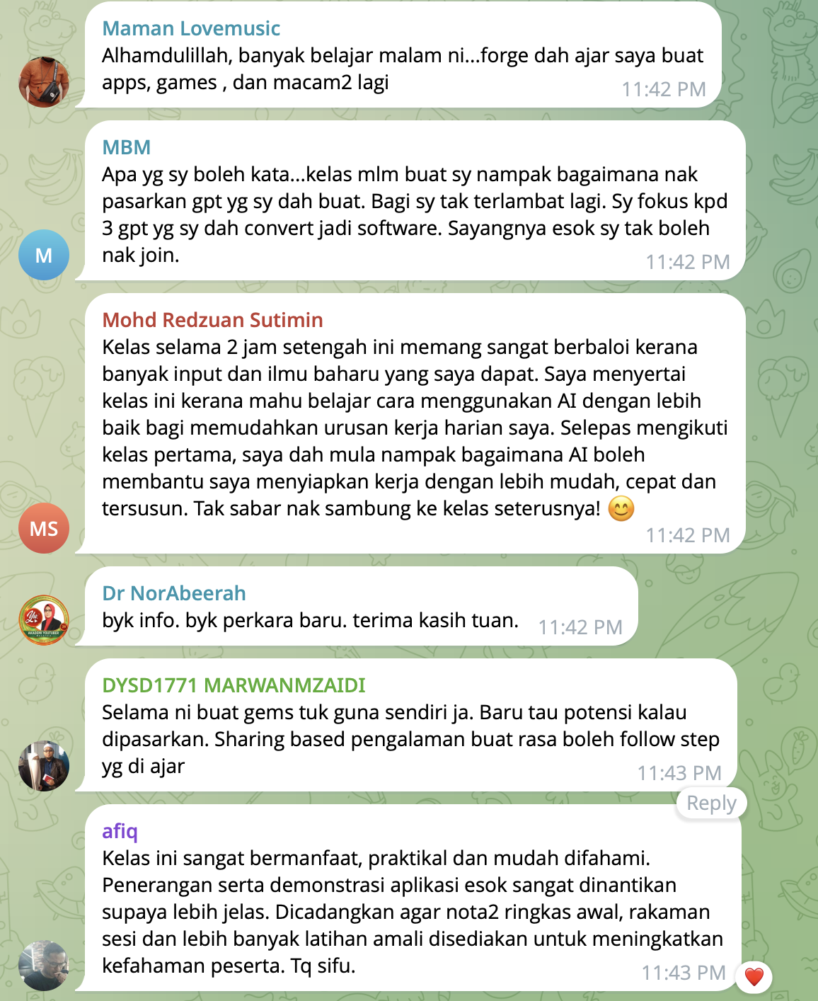 Maklum balas peserta tentang pembelajaran AI yang praktikal