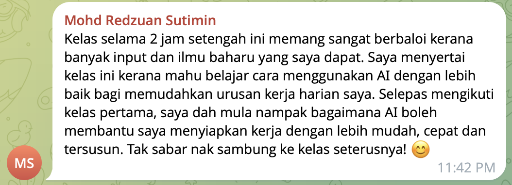 Review Mohd Redzuan tentang AI membantu kerja menjadi lebih mudah, cepat dan tersusun